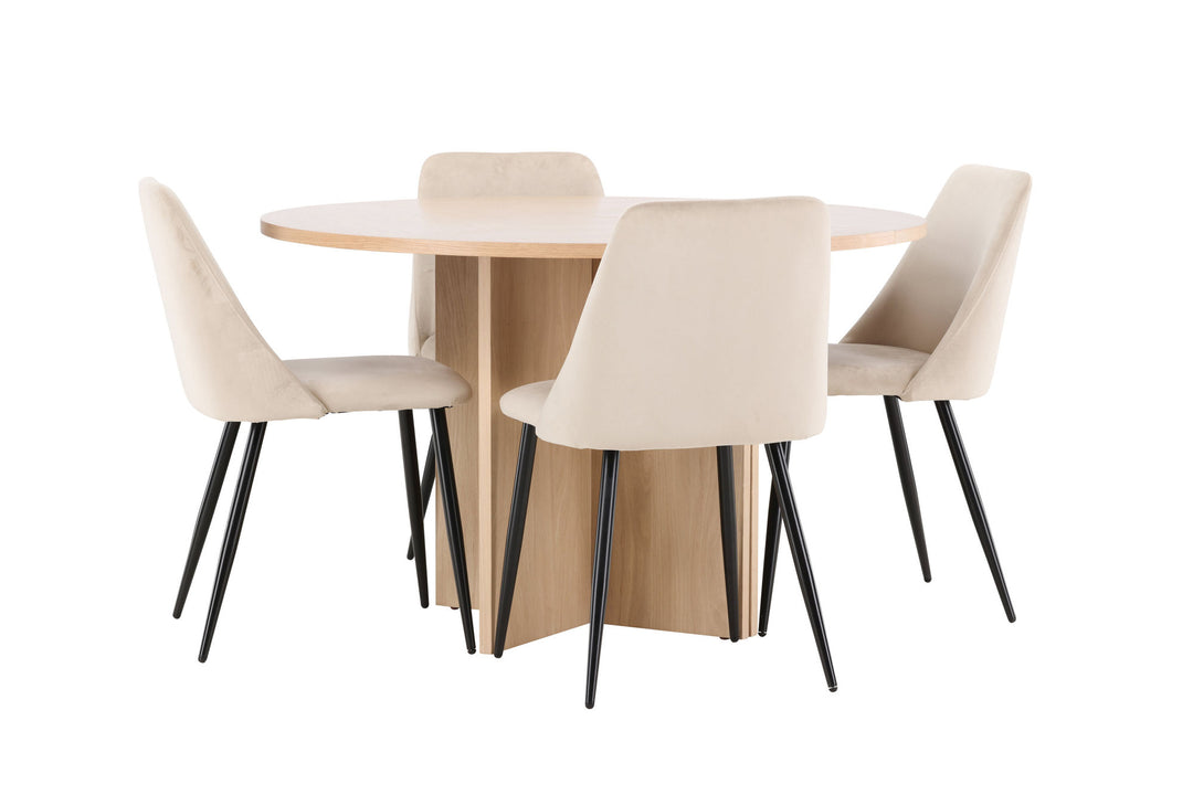 Venture Home Strada Table - Whitewash with 4 Night Chair - Black / Beige