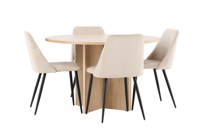 Venture Home Strada Table - Whitewash with 4 Night Chair - Black / Beige
