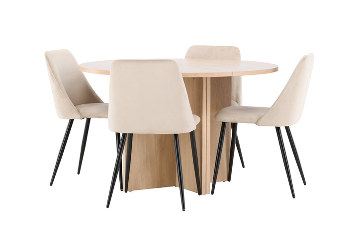Venture Home Strada Table - Whitewash with 4 Night Chair - Black / Beige