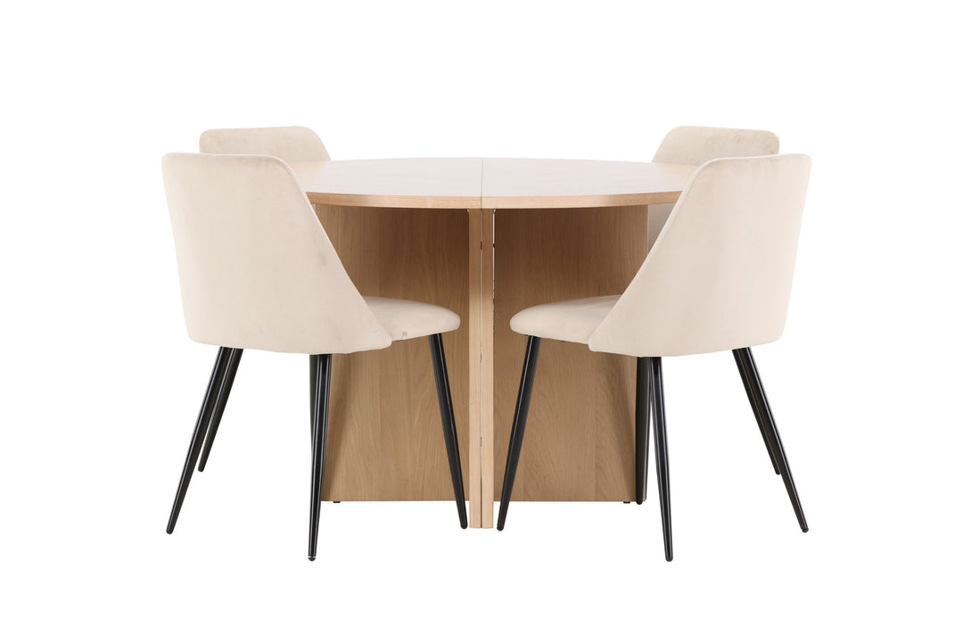 Venture Home Strada Table - Whitewash with 4 Night Chair - Black / Beige