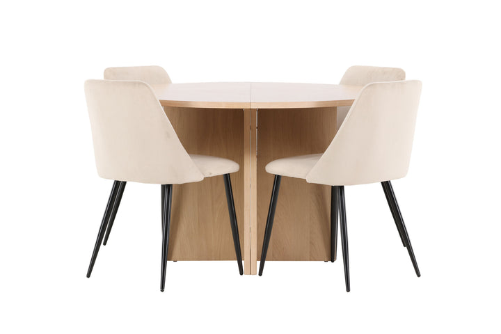 Venture Home Strada Table - Whitewash with 4 Night Chair - Black / Beige