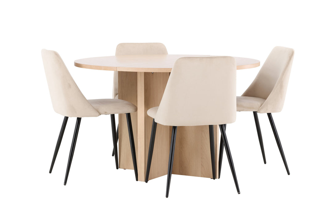 Venture Home Strada Table - Whitewash with 4 Night Chair - Black / Beige