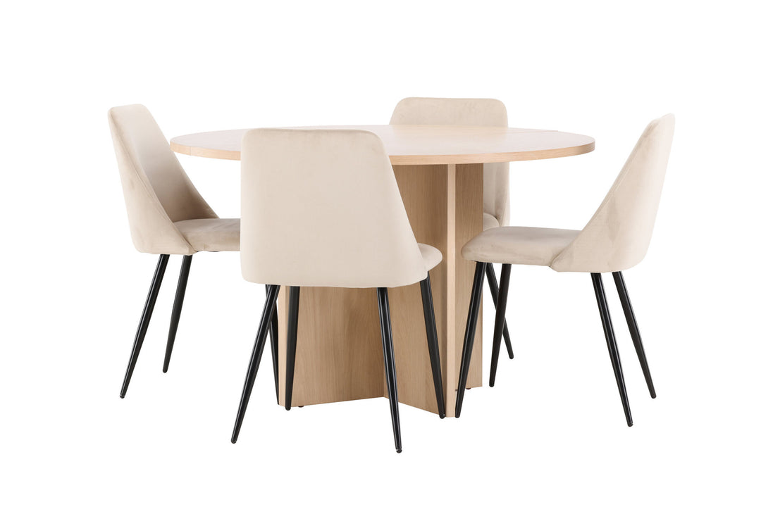 Venture Home Strada Table - Whitewash with 4 Night Chair - Black / Beige
