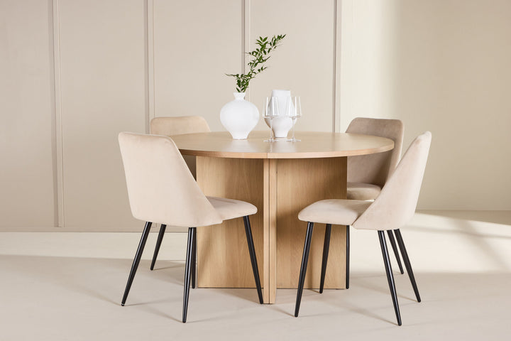 Venture Home Strada Table - Whitewash with 4 Night Chair - Black / Beige