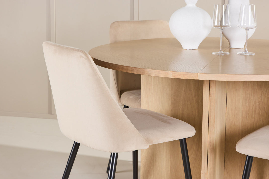 Venture Home Strada Table - Whitewash with 4 Night Chair - Black / Beige