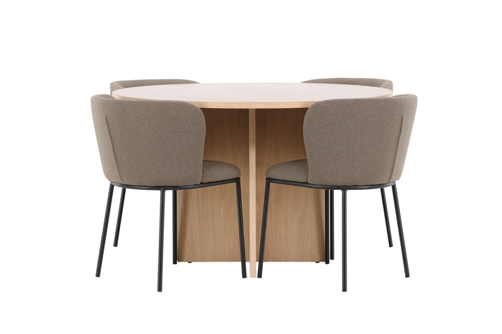 Venture Home Strada Table - Whitewash with 4 Edina Chair - Black / Brown
