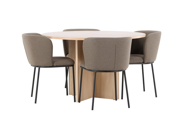 Venture Home Strada Table - Whitewash with 4 Edina Chair - Black / Brown