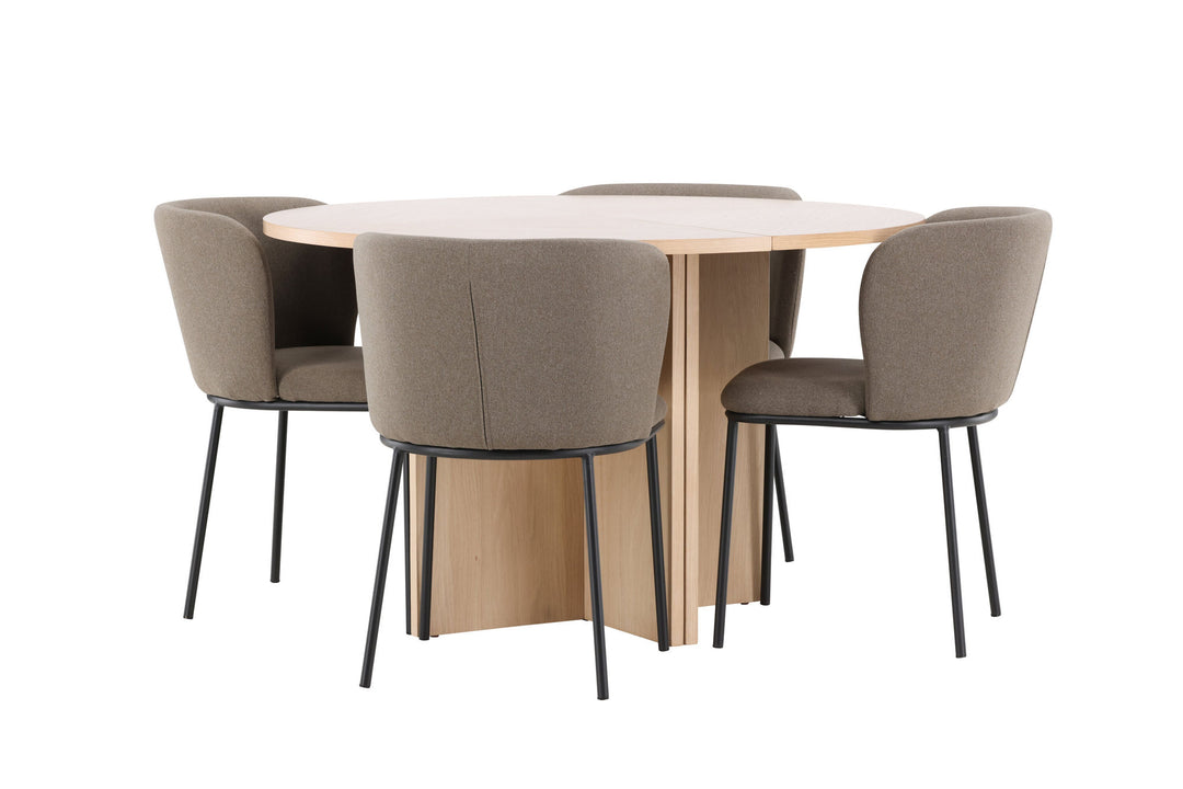 Venture Home Strada Table - Whitewash with 4 Edina Chair - Black / Brown