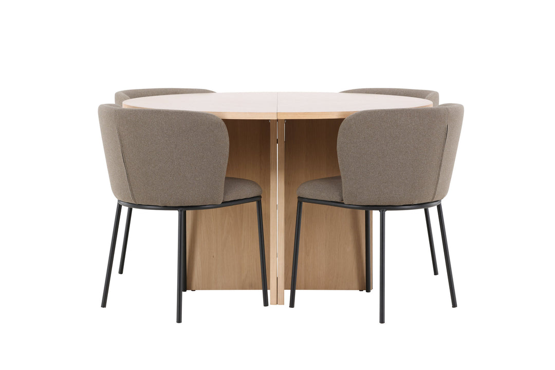 Venture Home Strada Table - Whitewash with 4 Edina Chair - Black / Brown