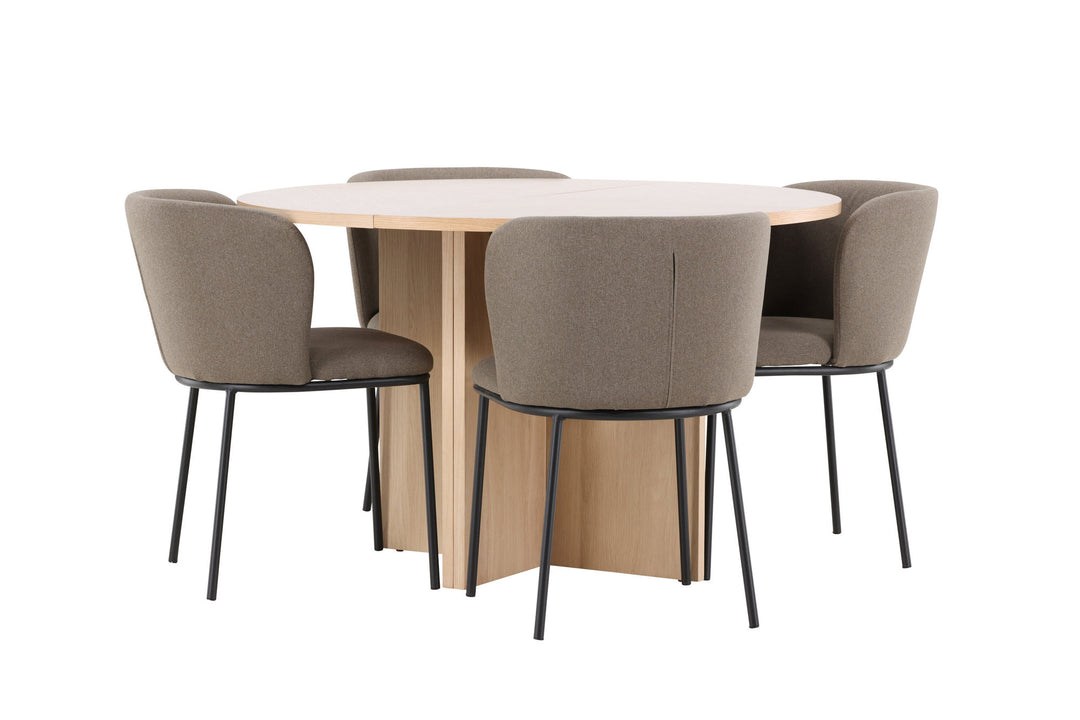 Venture Home Strada Table - Whitewash with 4 Edina Chair - Black / Brown