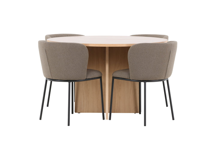 Venture Home Strada Table - Whitewash with 4 Edina Chair - Black / Brown