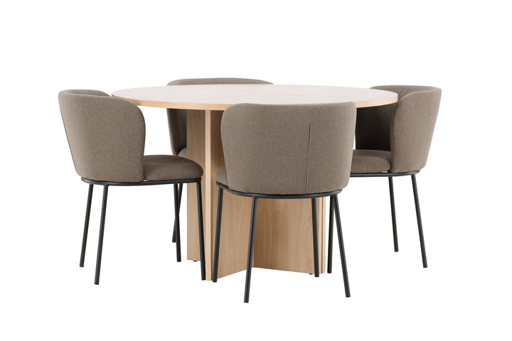 Venture Home Strada Table - Whitewash with 4 Edina Chair - Black / Brown