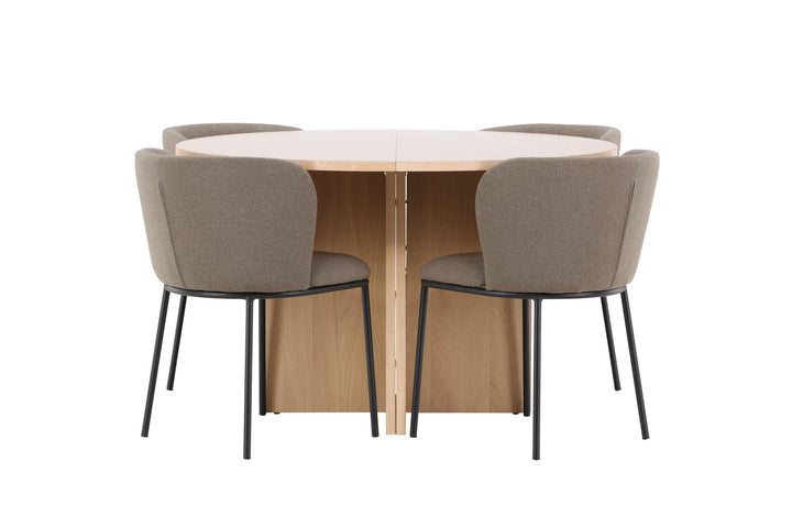 Venture Home Strada Table - Whitewash with 4 Edina Chair - Black / Brown