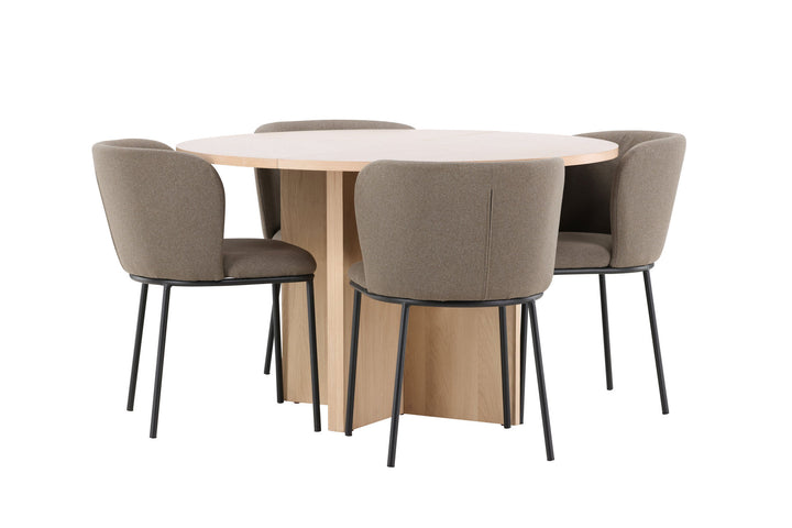 Venture Home Strada Table - Whitewash with 4 Edina Chair - Black / Brown