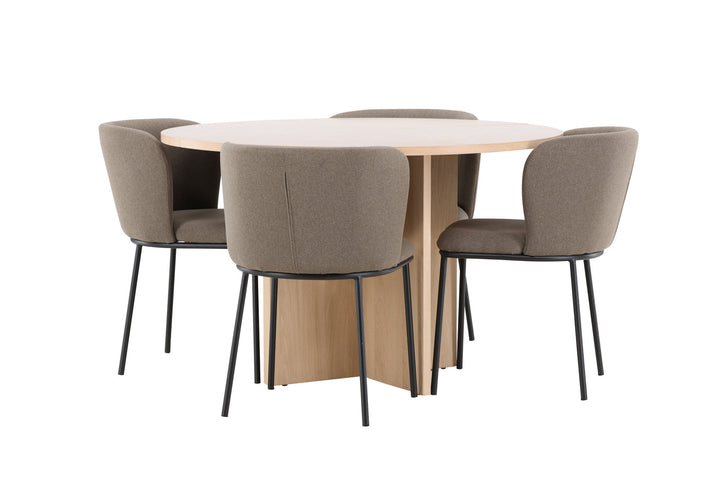 Venture Home Strada Table - Whitewash with 4 Edina Chair - Black / Brown