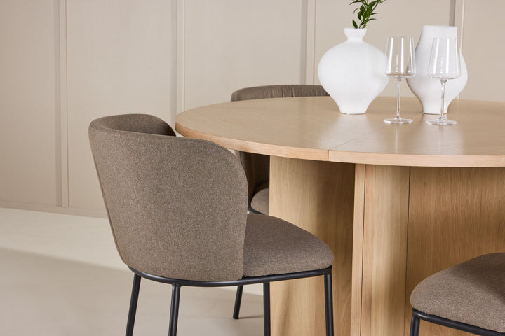 Venture Home Strada Table - Whitewash with 4 Edina Chair - Black / Brown