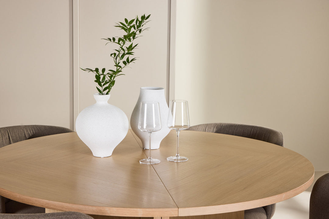 Venture Home Strada Table - Whitewash with 4 Edina Chair - Black / Brown