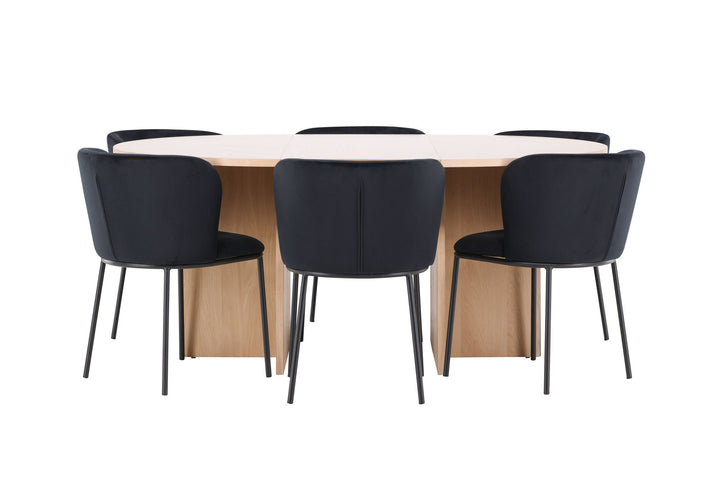 Venture Home Strada Table - Whitewash with 6 Edina Chair - Black