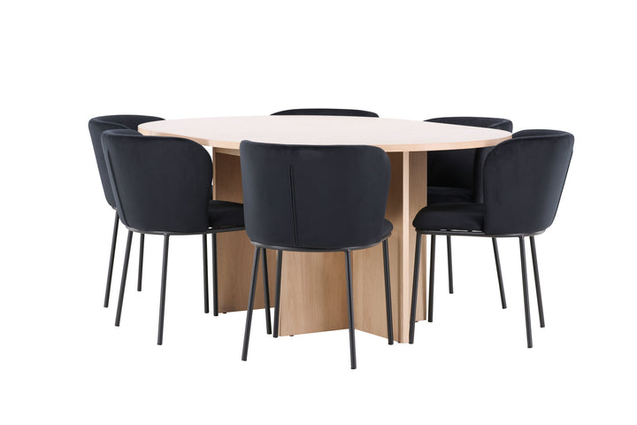 Venture Home Strada Table - Whitewash with 6 Edina Chair - Black