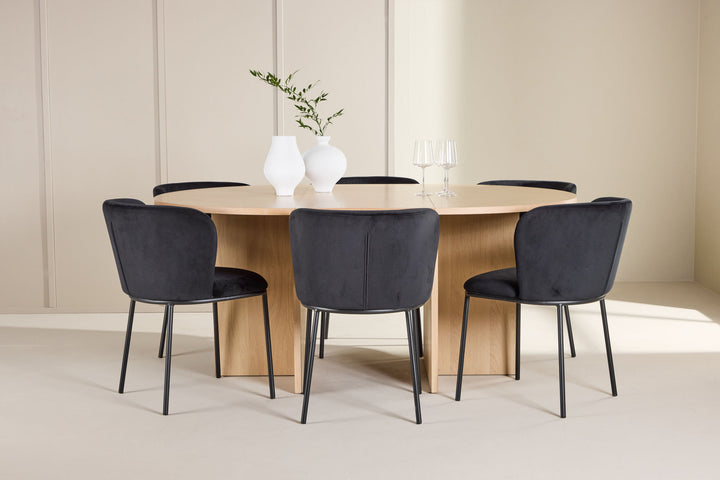 Venture Home Strada Table - Whitewash with 6 Edina Chair - Black