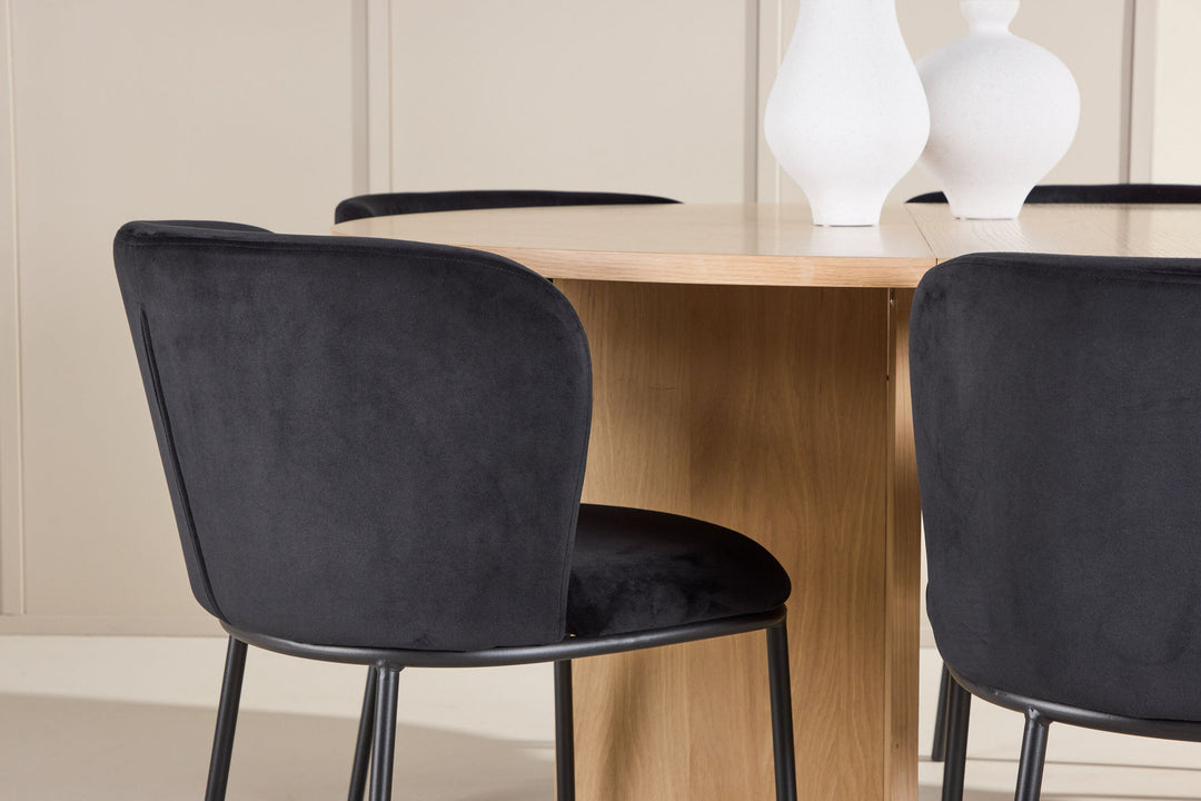Venture Home Strada Table - Whitewash with 6 Edina Chair - Black