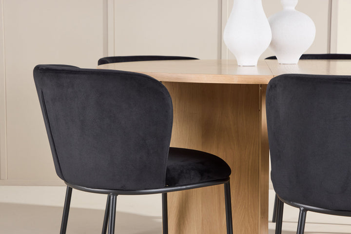 Venture Home Strada Table - Whitewash with 6 Edina Chair - Black