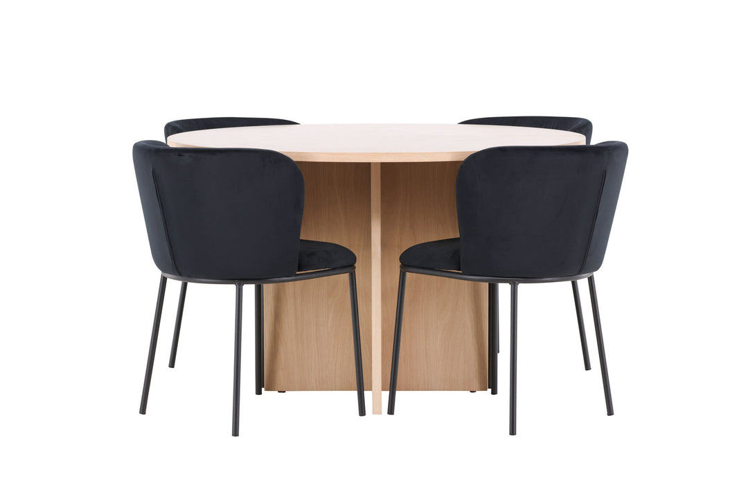 Venture Home Strada Table - Whitewash with 4 Edina Chair - Black
