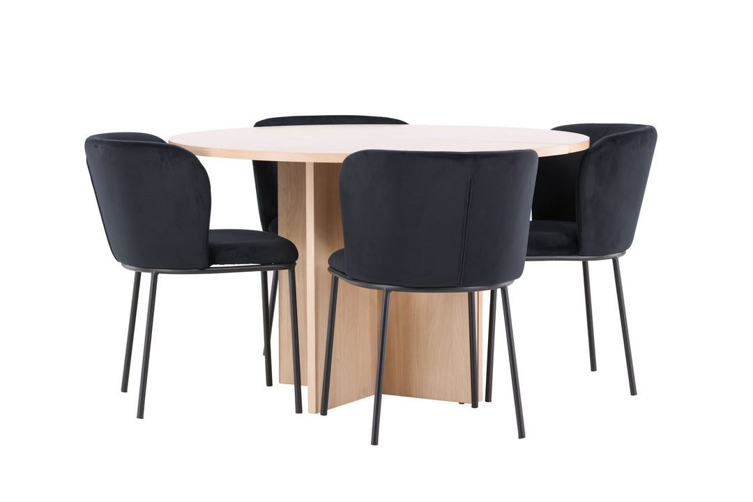 Venture Home Strada Table - Whitewash with 4 Edina Chair - Black