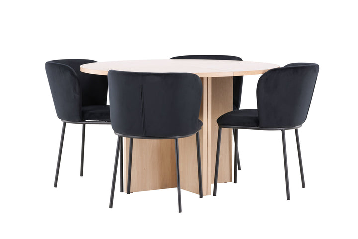 Venture Home Strada Table - Whitewash with 4 Edina Chair - Black
