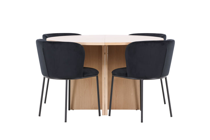 Venture Home Strada Table - Whitewash with 4 Edina Chair - Black