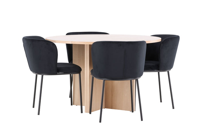 Venture Home Strada Table - Whitewash with 4 Edina Chair - Black