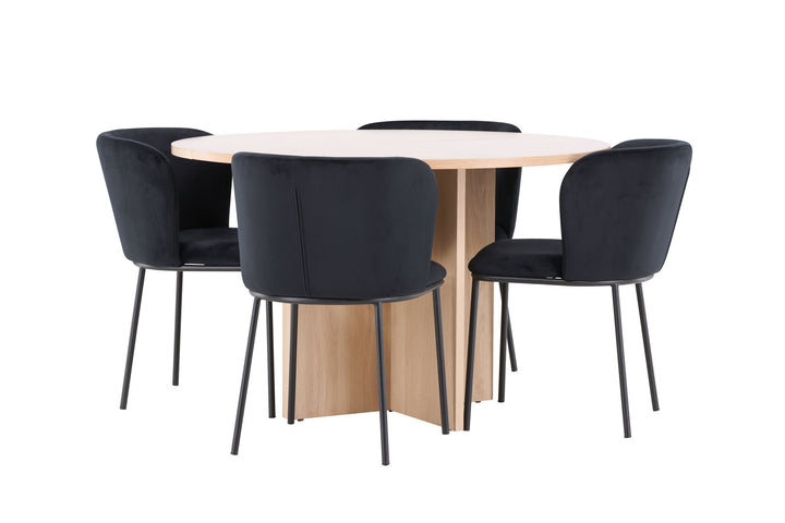 Venture Home Strada Table - Whitewash with 4 Edina Chair - Black