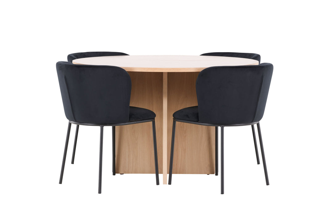 Venture Home Strada Table - Whitewash with 4 Edina Chair - Black