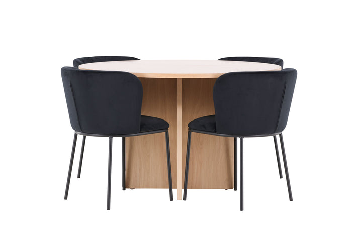 Venture Home Strada Table - Whitewash with 4 Edina Chair - Black