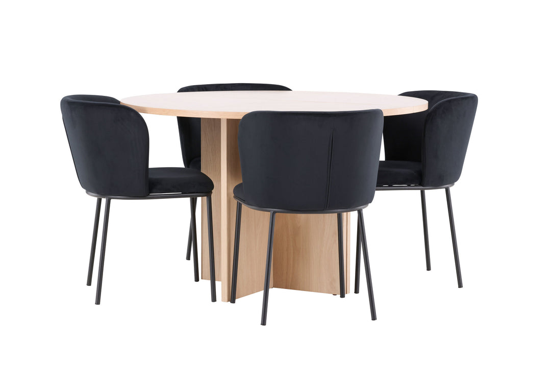 Venture Home Strada Table - Whitewash with 4 Edina Chair - Black