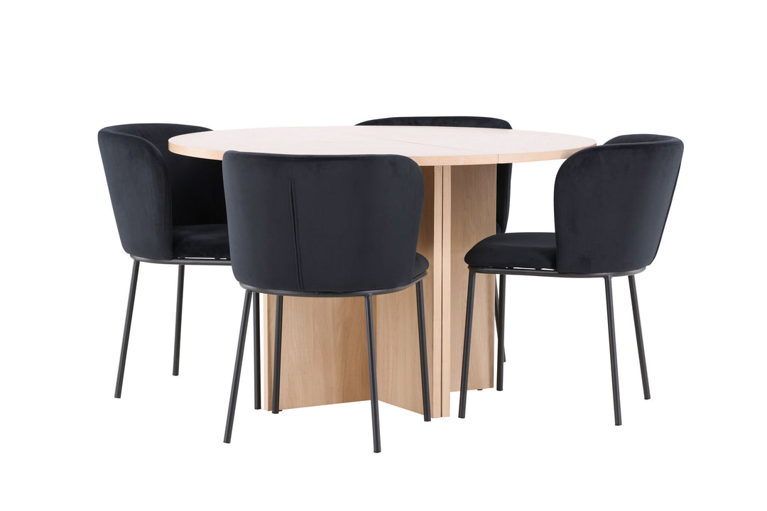 Venture Home Strada Table - Whitewash with 4 Edina Chair - Black