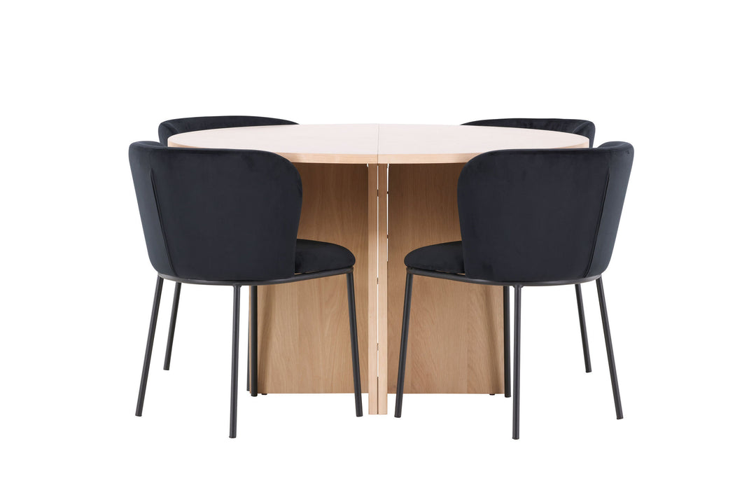 Venture Home Strada Table - Whitewash with 4 Edina Chair - Black