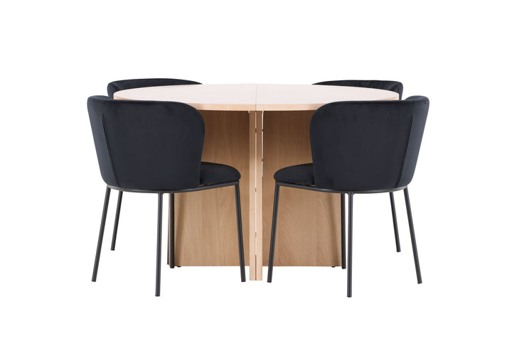 Venture Home Strada Table - Whitewash with 4 Edina Chair - Black