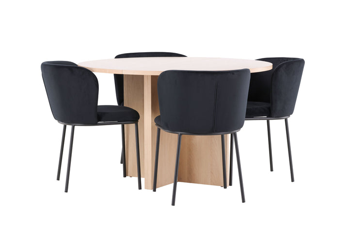 Venture Home Strada Table - Whitewash with 4 Edina Chair - Black