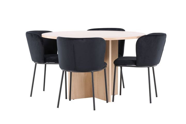 Venture Home Strada Table - Whitewash with 4 Edina Chair - Black