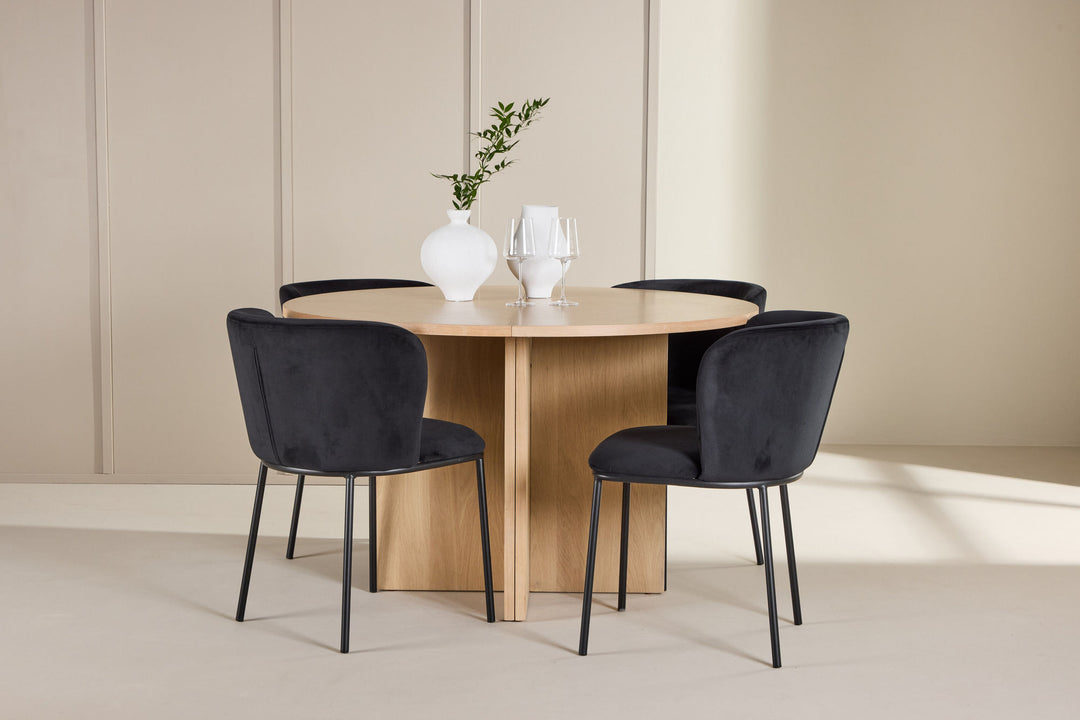Venture Home Strada Table - Whitewash with 4 Edina Chair - Black