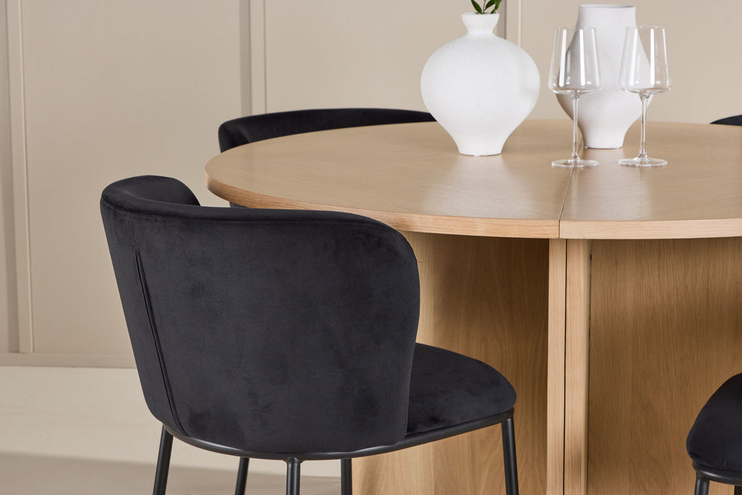 Venture Home Strada Table - Whitewash with 4 Edina Chair - Black