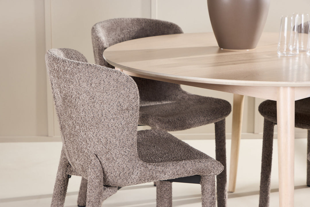 Venture Home Flora Table - Whitewash with 4 Astoria Chair - Brown