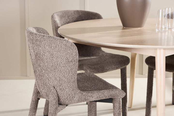 Venture Home Flora Table - Whitewash with 4 Astoria Chair - Brown