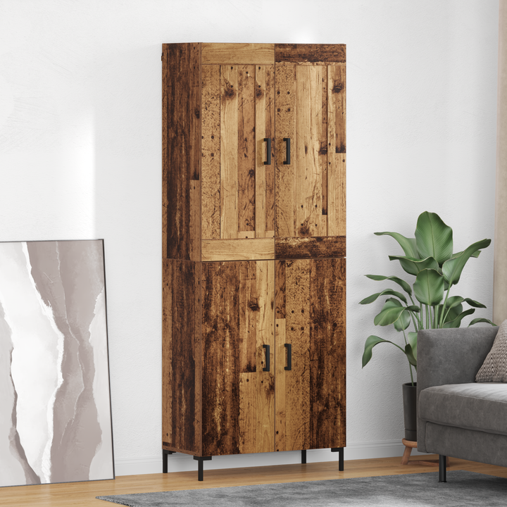 Highboard 2 pcs Gammelt træ Konstrueret træ