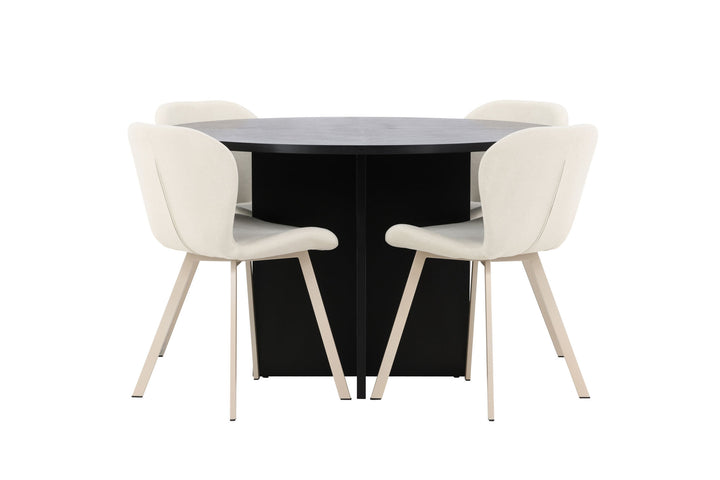 Venture Home Strada Table - Black with 4 Lilja Chair - Beige