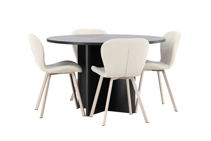 Venture Home Strada Table - Black with 4 Lilja Chair - Beige