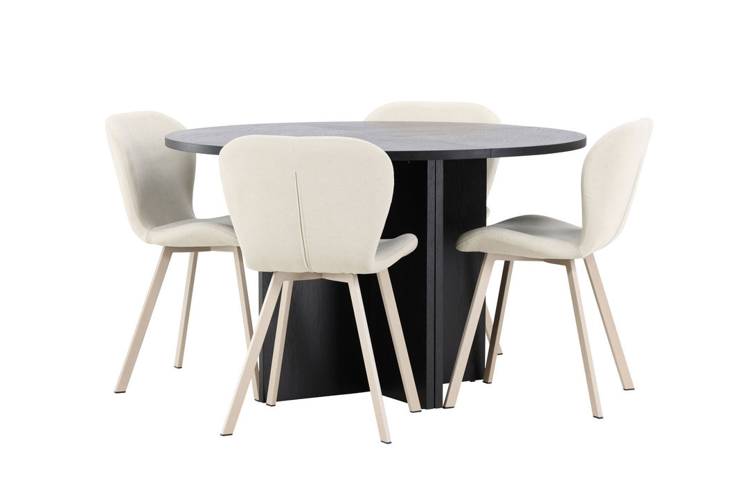 Venture Home Strada Table - Black with 4 Lilja Chair - Beige