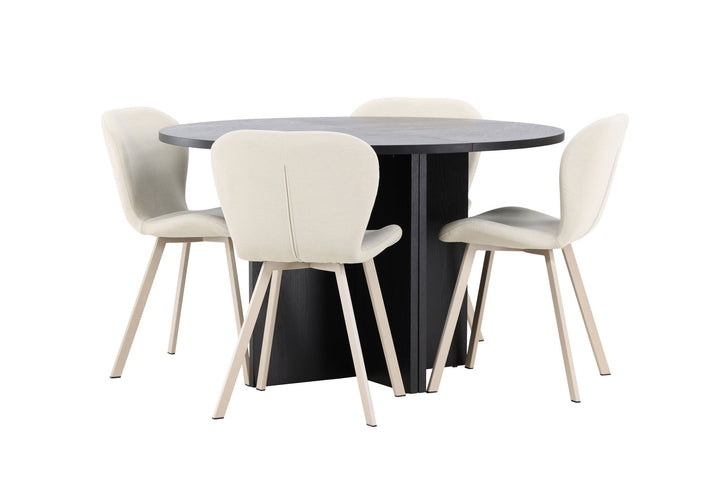 Venture Home Strada Table - Black with 4 Lilja Chair - Beige