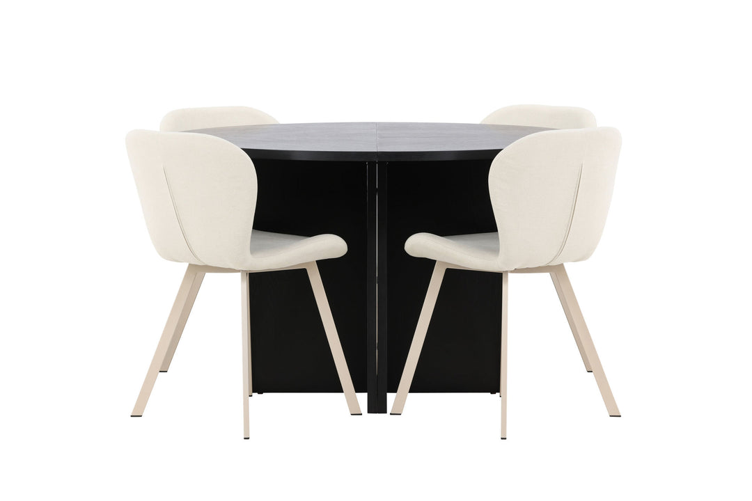 Venture Home Strada Table - Black with 4 Lilja Chair - Beige
